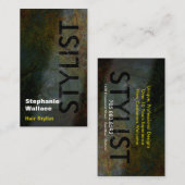 Grunge-Haar-Stylist-Geschäfts-Karten-Schwarz-Gelb Visitenkarte (Vorne/Hinten)