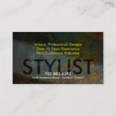 Grunge-Haar-Stylist-Geschäfts-Karten-Schwarz-Gelb Visitenkarte (Rückseite)