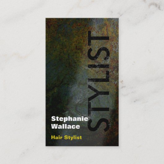 Grunge-Haar-Stylist-Geschäfts-Karten-Schwarz-Gelb Visitenkarte (Vorderseite)