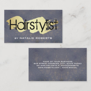Grunge Hairstylist   Gold Scribble Visitenkarte