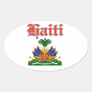Grunge Haiti Wappen Designs Ovaler Aufkleber