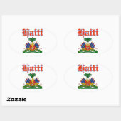 Grunge Haiti Wappen Designs Ovaler Aufkleber (Blatt)