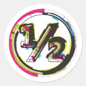 Grunge Half Symbol Classic Round Sticker (Vorderseite)