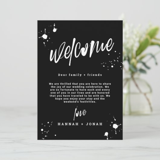 Grunge Halloween Hochzeitsprogramm Begrüßungskarte Einladung (Stehend Vorderseite)