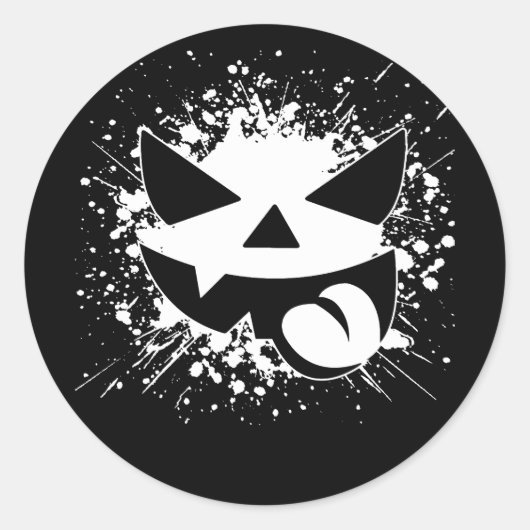 Grunge Halloween Pumpkin Face Sticker (Vorderseite)
