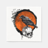 Grunge Halloween Raven & Skull Serviette (Vorderseite)