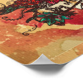 Grunge, Halloween, Schädel, mexikanischer Hut, Tag Poster (Ecke)