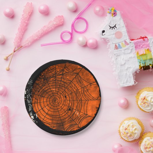 Grunge Halloween Spidernetze Pappteller (Party)