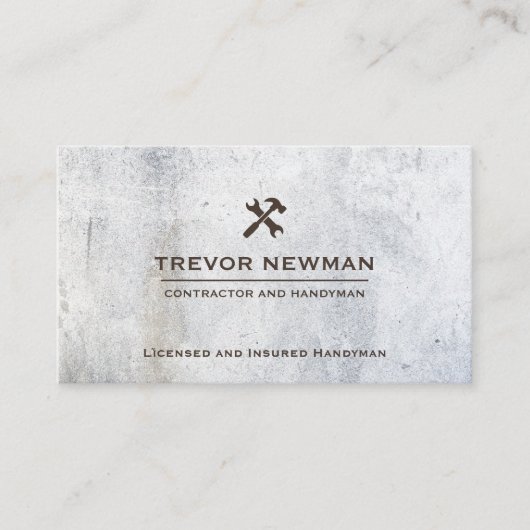 Grunge Handyman Carpenter Tools Beton Visitenkarte (Vorderseite)