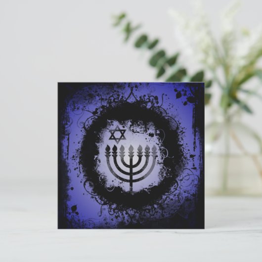 Grunge Hanukkah Einladung (Stehend Vorderseite)