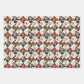 Grunge Harlequin Diamond Pattern Red and Navy Geschenkpapier Set (Vorderseite 3)