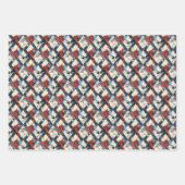 Grunge Harlequin Diamond Pattern Red and Navy Geschenkpapier Set (Vorderseite 2)