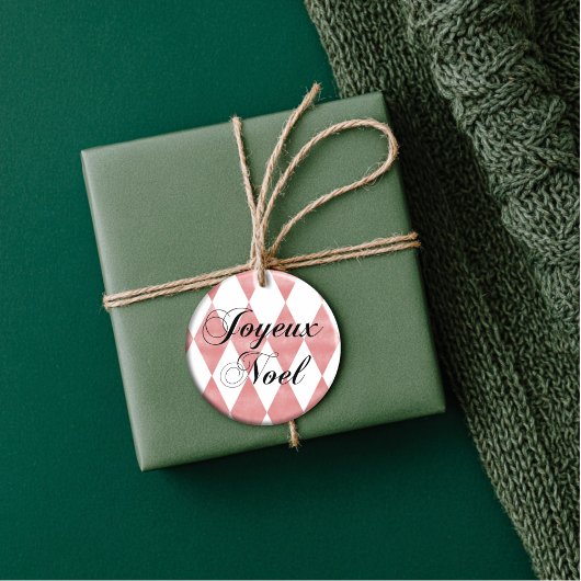 Grunge Harlequin Joyeux Weihnachten Keramik Ornament