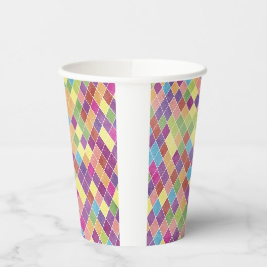 Grunge Harlequin Pattern Pappbecher (Links)