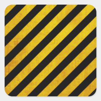 Grunge-Hazard-Streifen Quadratischer Aufkleber