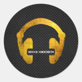 Grunge Headphone DJ Sticker (Vorderseite)