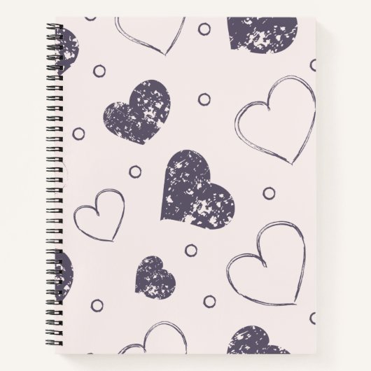 Grunge Hearts Spiral Notebooks Notizblock (Vorderseite)