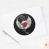 Grunge Hearts Wings Runder Aufkleber (Umschlag)
