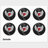 Grunge Hearts Wings Runder Aufkleber (Blatt)