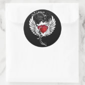 Grunge Hearts Wings Runder Aufkleber (Tasche)