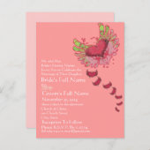 Grunge Herz Himbeere Pink Hochzeitseinladung Einladungspostkarte (Vorne/Hinten)