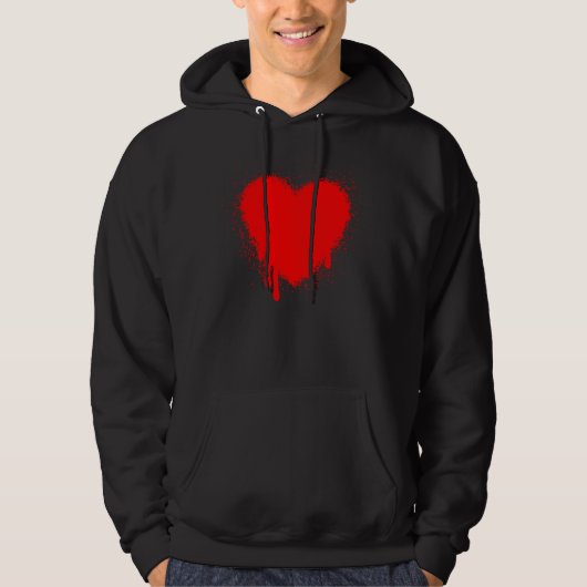 Grunge Herz - Rot Hoodie (Vorderseite)