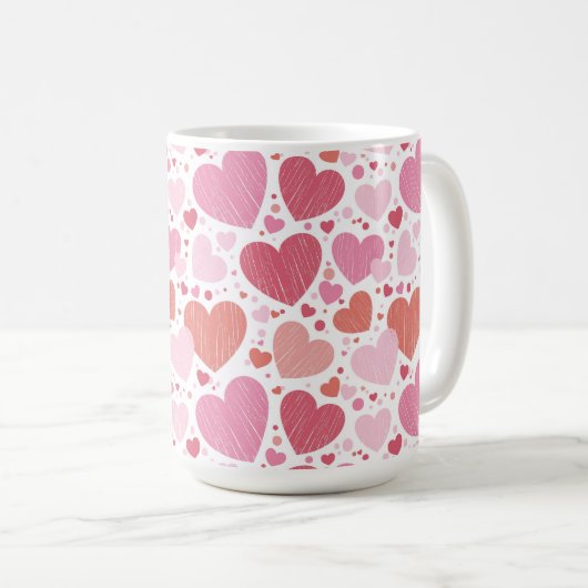 Grunge Herz Schatten von Rosa Kaffeetasse (VorderseiteRechts)