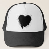 Grunge Herz - Schwarz Truckerkappe (Vorderseite)