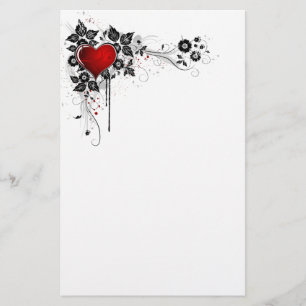 Grunge-Herz und Blumen Briefpapier