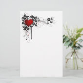 Grunge-Herz und Blumen Briefpapier (Stehend Vorderseite)