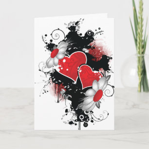 Grunge Herz und Daisies Valentine Card Feiertagskarte