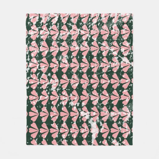 Grunge Herzen und Blume Muster. Fleecedecke (Vorderseite)