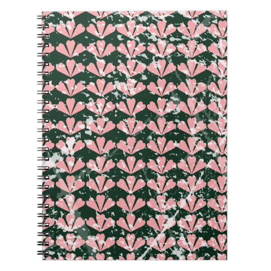 Grunge Herzen und Blume Muster. Notizblock (Vorderseite)