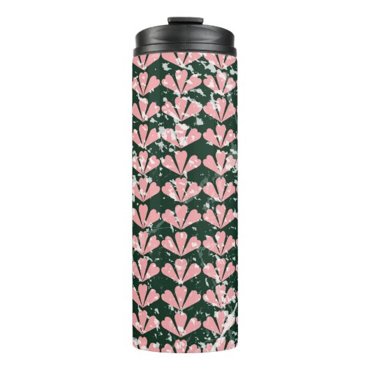 Grunge Herzen und Blume Muster. Thermosbecher (Vorderseite)