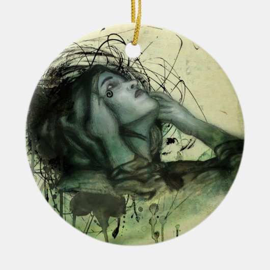 Grunge Hood Portrait Keramik Ornament (Vorne)