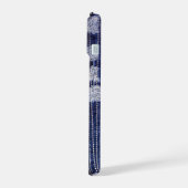 Grunge Indigo Denim mit dekorativem Stitching iPhone 15 Hülle (Linke Seite)