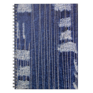 Grunge Indigo Denim mit dekorativer Stickerei Notizblock
