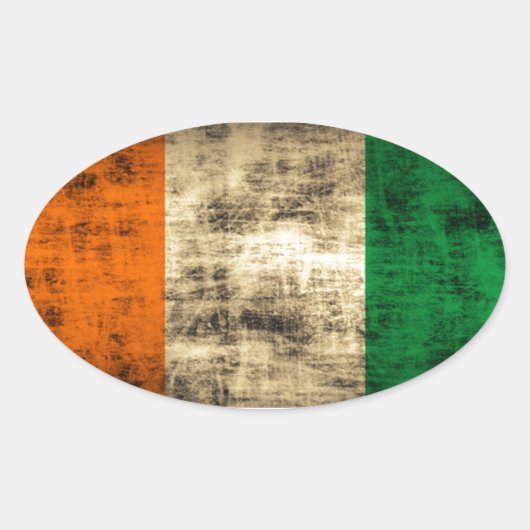 Grunge Irish Flag Ovaler Aufkleber (Vorderseite)