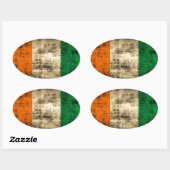 Grunge Irish Flag Ovaler Aufkleber (Blatt)