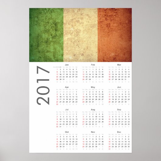 Grunge Italy Flag Calendar 2017 Poster (Vorne)