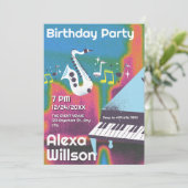 Grunge Jazz Music Geburtstag Einladung (Stehend Vorderseite)