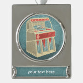 Grunge Jukebox Banner-Ornament Silber (Vorderseite)