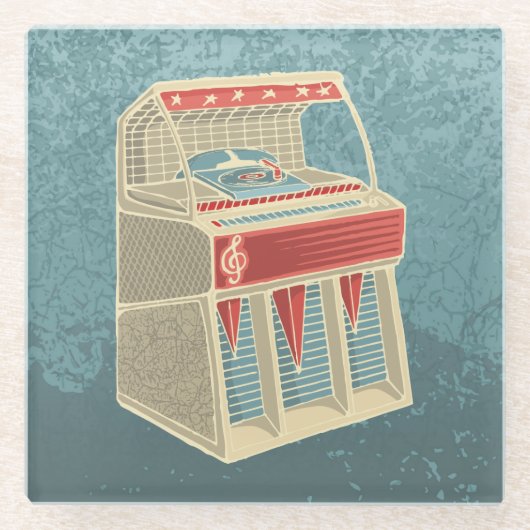 Grunge Jukebox Glasuntersetzer (Vorderseite)