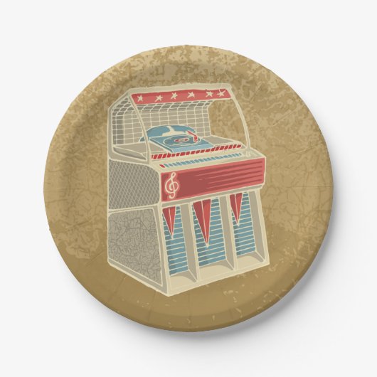 Grunge Jukebox Pappteller (Vorderseite)