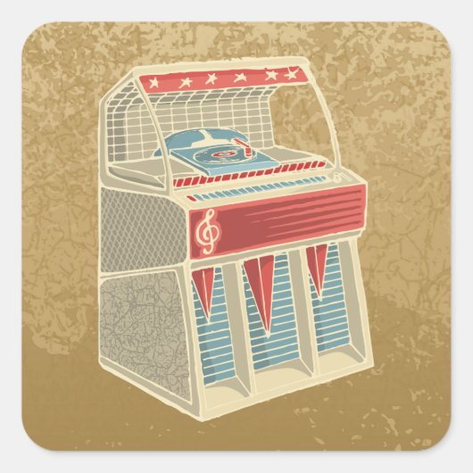 Grunge Jukebox Quadratischer Aufkleber (Vorderseite)