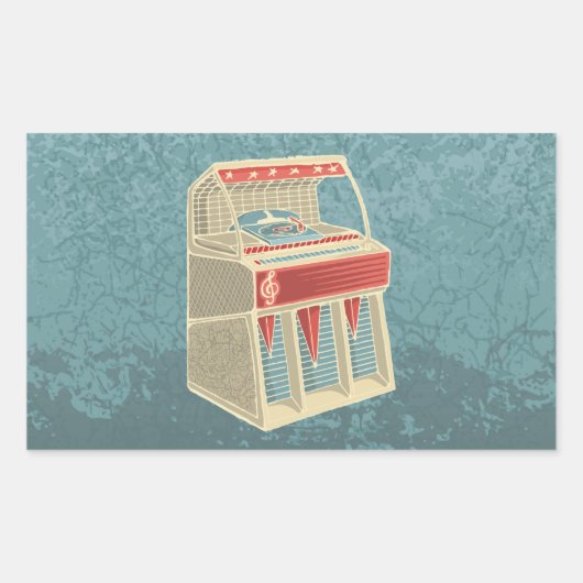 Grunge Jukebox Rechteckiger Aufkleber (Vorderseite)