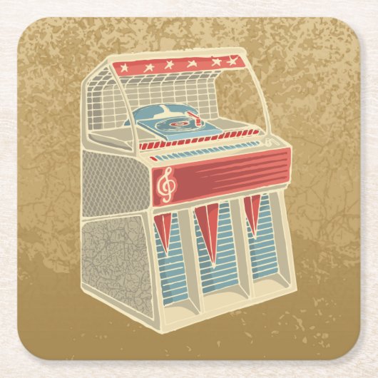 Grunge Jukebox Rechteckiger Pappuntersetzer (Vorderseite)