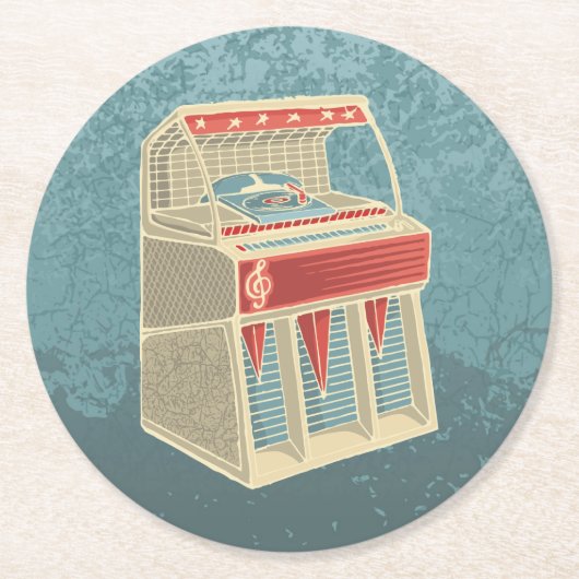 Grunge Jukebox Runder Pappuntersetzer (Vorderseite)