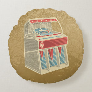 Grunge Jukebox Rundes Kissen
