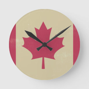grunge kanadische Flagge Runde Wanduhr